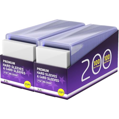 400 Card Sleeves Hard Plastic, Premium Baseball Card Sleeves, 3" x 4" Trading Cards Holder, Sports Football Game Cards Protectors Top Cases (200 Hard Sleeve + 200 Soft Sleeve) - size: 200 Hard Sleeves + 200 Soft Sleeves