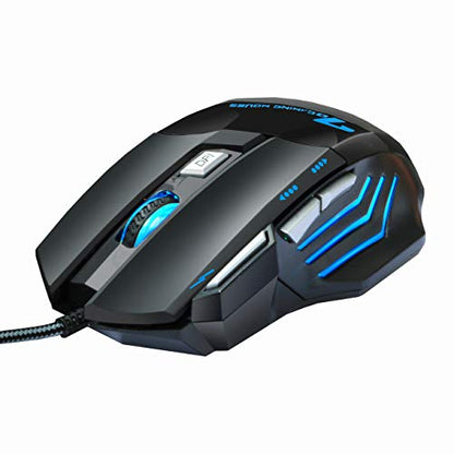 Professional Gaming Mouse Wired,4 DPI Adjustable, LED Backlight,USB Optical Mice for Laptop PC Computer Games & Work (MMR3 PRO-Black)