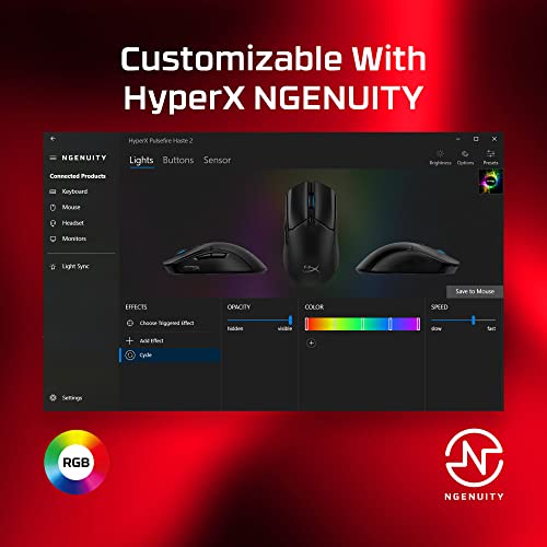 HyperX Pulsefire Haste 2 – Wired Gaming Mouse- Ultra Lightweight, 53g, 8000Hz Polling Rate, Precision Sensor, Hyperflex 2 Cable, Plug and Play – Black - color: Black, size: Wired, style: Pulsefire Haste 2