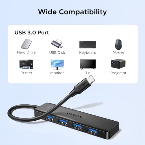 UGREEN USB C Hub, 4 Ports USB A Splitter Ultra-Slim USB Expander for Mouse, Keyboard, Flash Drive, U Disk, Printer Compatible with Laptop, Desktop PC, Xbox, PS5, and More 0.5FT - size: 0.5FT, style: USB-C