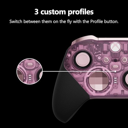 Xbox Wireless Gaming Controller | Elite Series 2 Core | Translucent Pink | Console, PC, and Cloud Devices | Adjustable Thumbsticks | Trigger Locks - color: Translucent Pink