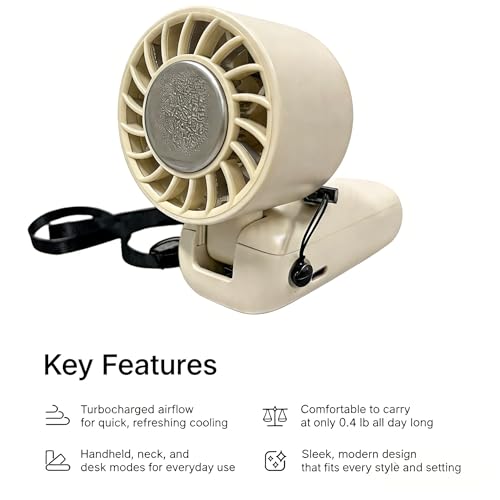 Portable Handheld Fan with Ice Cooling, USB Rechargeable Personal Hand Held Fan, 120 Gear Speed Wind Stepless Control, 4000mah Battery Operated, Powerful Hand Fan Neck Fan for Travel Outdoor (White)