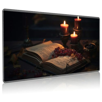 MTG Playmat, 24 x 14 inches, Card Game Play Mat with Stitched Edges, Non-Slip Base, Candlelight - color: Candlelight, size: Regular