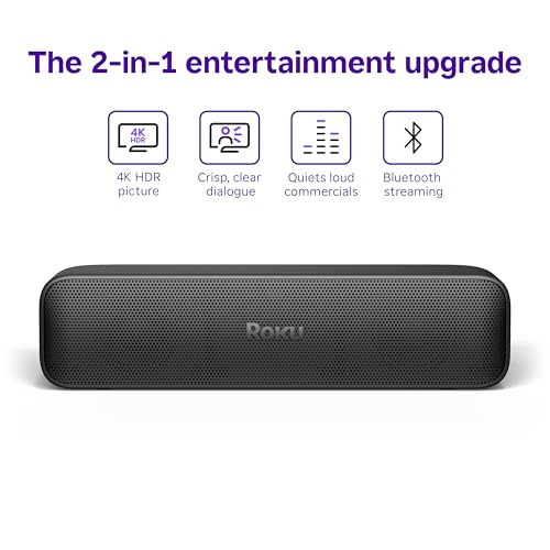 Roku Streambar SE, 4K Soundbar with Built-in Streaming Device | TV Soundbar with Built-in 4K/HD/HDR Streaming & Front Facing Speakers - Included Remote Control