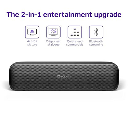 Roku Streambar SE, 4K Soundbar with Built-in Streaming Device | TV Soundbar with Built-in 4K/HD/HDR Streaming & Front Facing Speakers - Included Remote Control