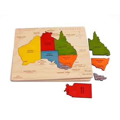 Australia Map Wooden Jigsaw Puzzle for Kids | 6 Puzzle Pieces | Learning & Educational Toy Gift for Boys & Girls Ages 3 Years and Above - style: Australia Map