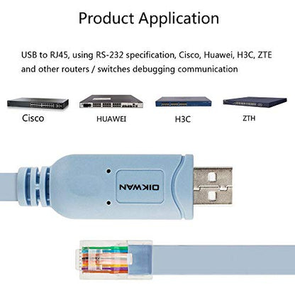 USB to RJ45 Console Cable 2pack, Essential Tool for Cisco, NETGEAR, Ubiquiti, LINKSYS, TP-Link Routers/Switches Connection, Compatible with Windows, Mac, Linux Laptops - size: 6 ft 2 Pack