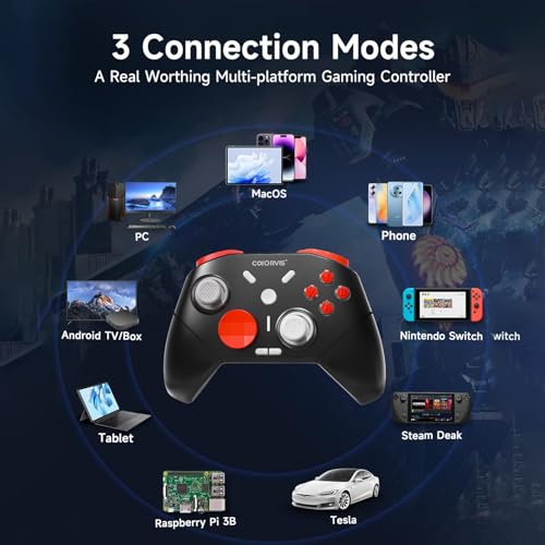 COIORVIS Switch Controllers Compatible with Switch2/Switch/Lite/OLED/Steam Deck/Android/IOS, Programming Wireless Pro Controller with Motion Control, Vibration, Wake-up, Turbo, Screenshot