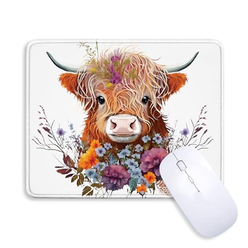 Highland Cow Mouse Pad, Cute Western Mousepad, Highland Cow Desk Decor for Office Room, Cows Gifts for Women, Anti Slip Rubber Base Mice pad for Computer Office Women Girl, 8x9.5 Inch - color: Highland cow