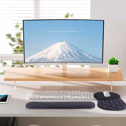 Ergonomic Mouse Pad Wrist Support, 2 in 1 Keyboard Wrist Rest Set | Memory Foam, 15° Ergonomic Slope, Massage Bead Design, Non-Slip PU Base, Lycra Fabric, for Office & Gaming,Black - color: Black