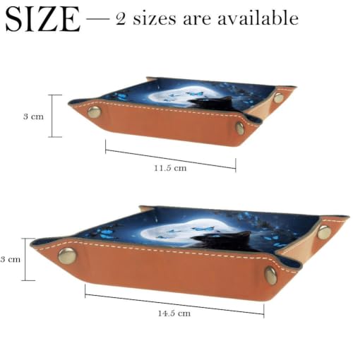 Black Cat Fantasy Dice Tray Folding Square PU Leather Dice Rolling Tray | Portable Dice Trays for Dice Games Like RPG, DND and Other Table Games, Folded 4.5x4.5x1.2inch - color: Black Cat Fantasy Night