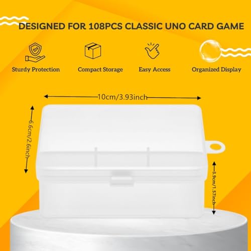 UNO Card Case Holder Designed for Mattel Classic UNO Card Game, Holds 108 Pcs UNO Card for Classic Deck, and so on, 3.93 x 2.6x 1.57 Inch Plastic Playing Card Case Box Storage (NO Cards) | 3.93 x 2.6x 1.57 Inch Plastic Playing Card Case Box Storage (NO Ca