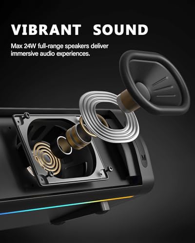 Computer Speakers for Desktop PC, RGB Gaming Soundbar with 3 Sound Modes | Desktop Monitor Speakers with Enhanced Bass, Headphone Jack, and USB-C/USB-A adapter for Windows, Mac, and PS5. Plug and Play