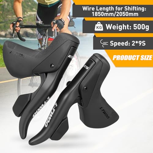 L-TWOO Road Bike Shift Lever 2x7/ 2x8/ 2x9/ 2x10 Speeds Road Bicycle Shifters with Brake Levers Compatible with Shimano - color: 2X9 Speeds