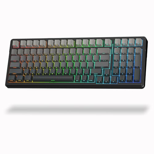 Aula F99 Wireless Mechanical Keyboard, Side Printed PBT Keycaps, Gasket Structure Hot Swappable, Creamy Sound, RGB Backlit, Tri-Mode 2.4GHz/BT5.0/USB-C PC Gaming Keyboard for PC/Laptop/Tablet - color: Gradient Black