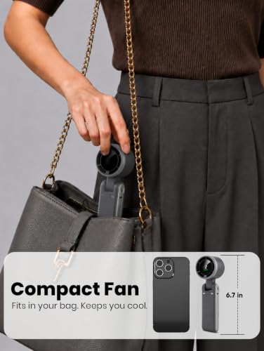 EcoNour Handheld Fan Rechargeable, Portable Mini USB Fan with 5 Speeds, 13550 RPM High-Speed Personal Cooling Fan, Foldable Battery Operated Travel Fan for Home, Office & Outdoor - Black - color: Black