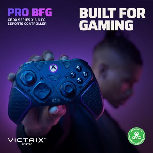 PDP Victrix Pro BFG Wireless Gaming Controller for Xbox Series X|S, Xbox One, Windows 10/11, Modular Gamepad, Dolby Atmos Audio, Remappable Buttons, Customizable Triggers/Paddles/D-Pad, PC App, Black - color: Black