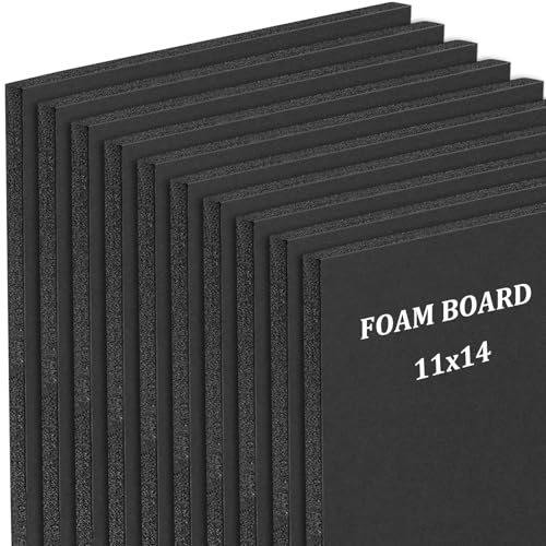 Mat Board Center, Acid Free Foam Boards 11 x 14 Inch, Black Foam Core, 10 Sheets - color: Black, size: 11x14