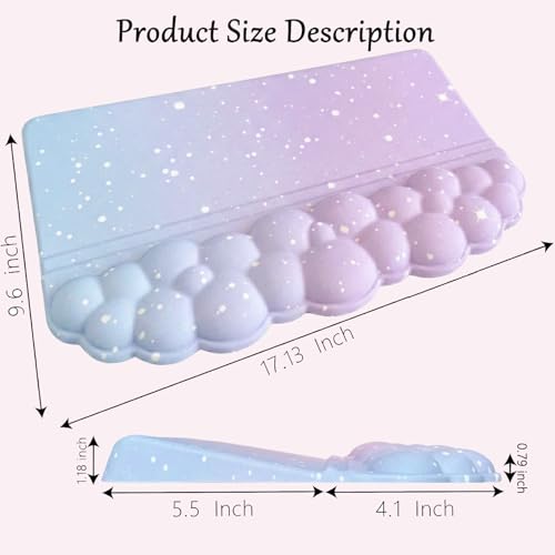 Computer Keyboard Stand Pad with Wrist Rest Purple Blue Cloud Keyboard Pad Support with Comfortable Galaxy Stars Wrist Pad Cute Girl Ergonomic Tilted Keyboard Riser Holder for Desktop Office Home - color: Cloud Purple Blue