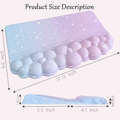 Computer Keyboard Stand Pad with Wrist Rest Purple Blue Cloud Keyboard Pad Support with Comfortable Galaxy Stars Wrist Pad Cute Girl Ergonomic Tilted Keyboard Riser Holder for Desktop Office Home - color: Cloud Purple Blue