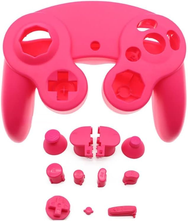 Housing Cover Shell Handle Case and Button Replacement Parts for NGC Gamecube Controller Games Handle Protective Accessories (Pink) - color: Pink