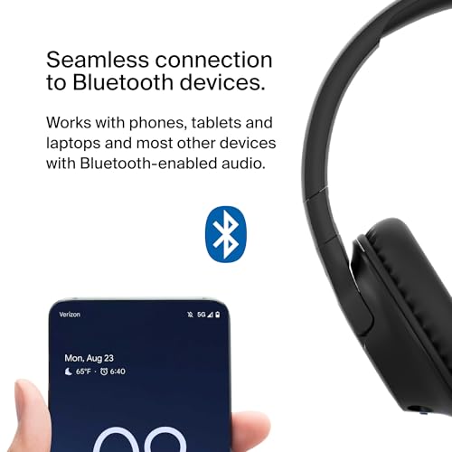 Belkin SoundForm Inspire Bluetooth Kids Headphones, 35H Battery Life | Over-ear wireless headset, built-in mic, 85dB safe volume limit, online learning, travel, iPad, iPhone, Galaxy - color: Black, style: Wireless