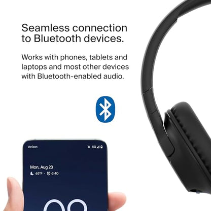 Belkin SoundForm Inspire Bluetooth Kids Headphones, 35H Battery Life | Over-ear wireless headset, built-in mic, 85dB safe volume limit, online learning, travel, iPad, iPhone, Galaxy - color: Black, style: Wireless