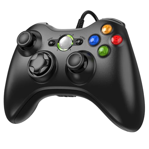 Etpark X-Box 360 Controller Wired, Gamepad Controller with Wired USB for Microsoft X-Box 360 & Slim Console and PC Windows XP/7/8/10, with Upgraded Joystick, Black - color: Black-wired