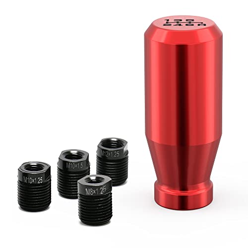 Red 6 Speed Weighted Manual Automatic Gear Shifter Shift Knobs Lever with 4 Metal Adapters Fit Compatible with Manual Cars Most Automatic Cars - color: AAL-R-04-02