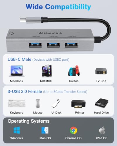 USB to Ethernet Adapter,Ethernet to USB,USBA to RJ45 for Nintendo Switch 2,Gigabit Ethernet Adapter, LAN Network for Laptop, MacBook,Chromebook,Surface, Desktop,PC and More (USBC with 3.0hub) - size: USBC with 3.0hub