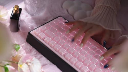 ZORNHER UR82 Wireless Mechanical Keyboard, 75% Pink & Black Creamy Keyboard with Glossy Jelly Cat-Ear Keycaps,Hot-Swappable RGB Gaming Keyboard for Windows/Mac, BT/2.4G/USB-C - color: Pink Jelly Cat-Black Case