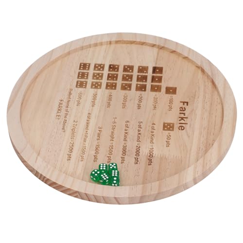 Farkle Dice Tray, Premium Wooden Dice Tray for Classic Family Game Night, Improve Math Skills with 6 & Storage Bag (Round 30cm) - color: Round 30cm