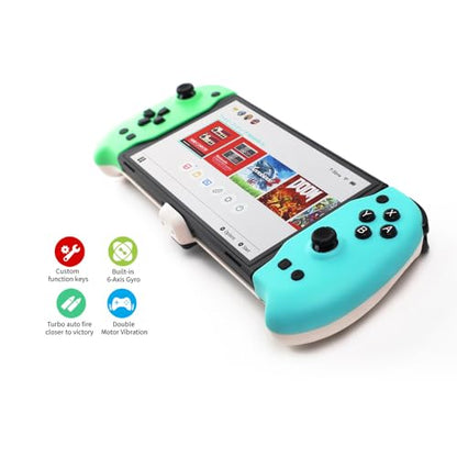 DOBE - Eggshell Controller Gripcon Switch Controller for Handheld Mode, Ergonomic Controller for Nintendo Switch with 6-Axis Gyro, Dual Motor Vibration, Compatible with All Games of Switch, Blue and Green - color: BLUE&GREEN