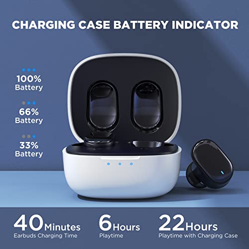 HTC True Wireless Earbuds 7 Bluetooth 5.3, in-Ear Headphones Noise Cancelling 10mm Driver with Deep Bass for Gaming, Working -40ms Ultra Low Latency/22H Playtime/Game Modes/Built-in Mic-Black - color: Black