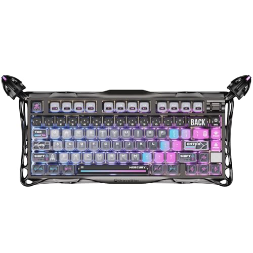 GravaStar Mercury K1 Pro Wireless Mechanical Gaming Keyboard, 75% Layout RGB Custom Keyboard, Electroplated Glossy Frame, Hot-Swappable Linear Switches【Cyberpunk Edition】 - color: Cyberpunk