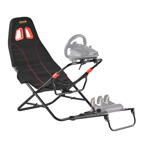 VEVOR Portable Racing Wheel Stand, Foldable & Adjustable Steering Sim Wheel Stand, 18.5 in Seat Inner Width, Compatible with Logitech G923/G920/G29, Thrustmaster T248P, Fanatec, Hori, Mad Catz, Black - size: Portable Cockpit