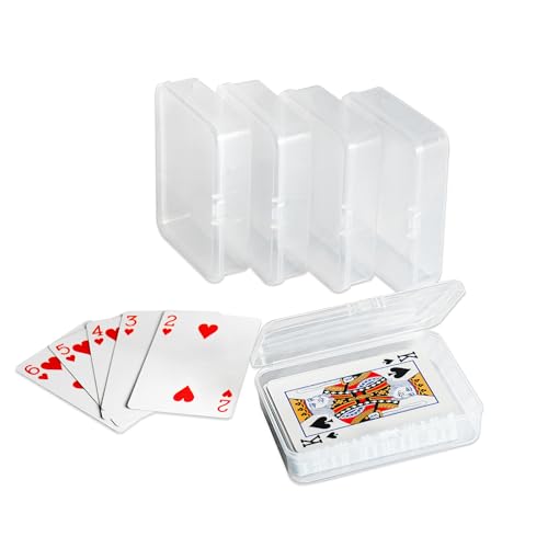 Playing Card Cases 4 Pcs, Plastic Clear Card Holder, Gaming Card Deck Storage Box Snap Closed (NO Cards) - style: 4Pack