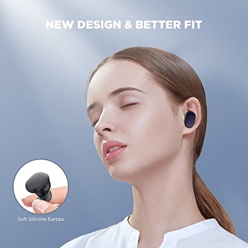 HTC True Wireless Earbuds 7 Bluetooth 5.3, in-Ear Headphones Noise Cancelling 10mm Driver with Deep Bass for Gaming, Working -40ms Ultra Low Latency/22H Playtime/Game Modes/Built-in Mic-Black - color: Black