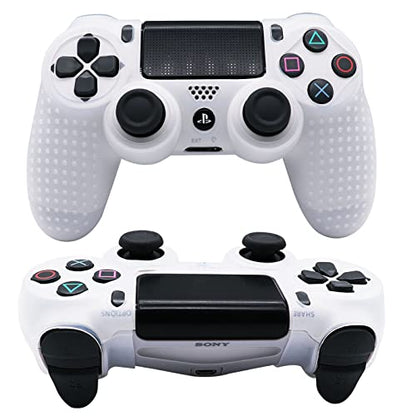 PS4 Controller DualShock4 Skin Grip Anti-Slip Silicone Cover Protector Case for Sony PS4/PS4 Slim/PS4 Pro Controller with 2 Thumb Grips (Transparent White) - color: Transparent White