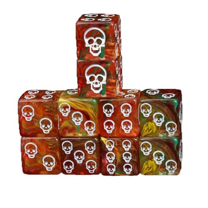 Skull Dice,10 Pieces 16MM Halloween D6 Dice Mini Skull Face,Unique 6 Sided Dice Set Standard Game Dice for MTG DND Tenzi Farkle Yahtzee Bunco or Math Learning(Red) - color: Red