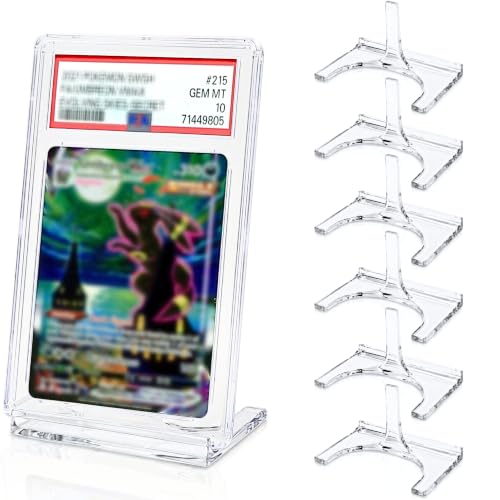 6-Pack Clear Acrylic Trading Card Holder Display Stand Easel | For Playing Card Holder, Photo Card Holder, Sports & Baseball Card Holder, Graded Card Display, Magnetic Holders, Top Loaders - size: 6 Pack