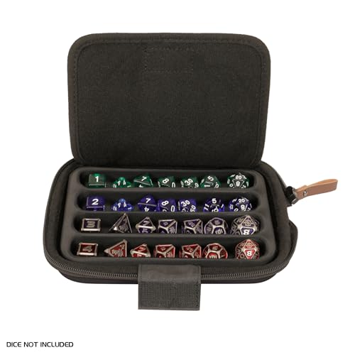 ENHANCE Designer Edition Dice Tray - Stylish Dice Case and Dice Holder for 28+ Dice with EVA Shell Protection - Dice Rolling Tray with Removable Dice Holder for DnD, Other RPG Games (Black) - color: Black