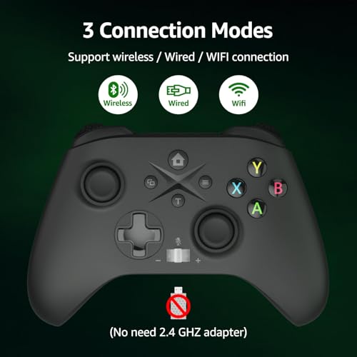 GMVOX Wireless Controller for X-BOX ONE, Gaming Controller with 2 Back Buttons, Remap/Turbo/Dual Vibration Functions,Support 3.5mm Headphone Jack,for X-BOX Series X/S, X-BOX ONE,Black - color: Black