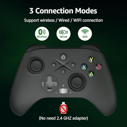 GMVOX Wireless Controller for X-BOX ONE, Gaming Controller with 2 Back Buttons, Remap/Turbo/Dual Vibration Functions,Support 3.5mm Headphone Jack,for X-BOX Series X/S, X-BOX ONE,Black - color: Black