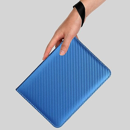 GERMUN 4 Pocket Card Binder, Premium Zip Trading Card Binder, 400 Double Sided Pocket PU Card Collection Binder, Collector Card Album, Card Folder for MTG, TCG, Sports Cards, Game Cards (Blue) - color: 4 Pocket 400 Carbon Blue