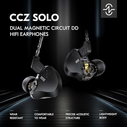 Kinboofi CCZ Solo Silver in Ear Monitor Wired IEM Headphone, DC02 Dual Magnetic Circuit DD HiFi Earphones, Professional HiFi Earphone, Stereo Sound Earbuds, with MIC - color: Silver, size: with MIC