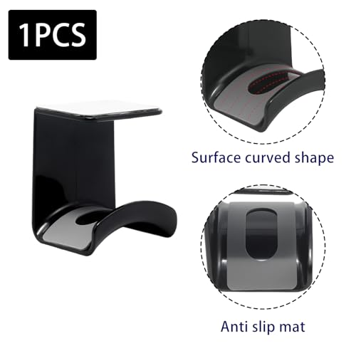 1Pcs Black ABS Plastic Headphone Stand Hanger, Hanging Headset Holder Hook Under Desk, Adhesive Earphones Hangers for Desk Headphone Hanger, Most Headphones and Controller - color: Black, size: Under Desk