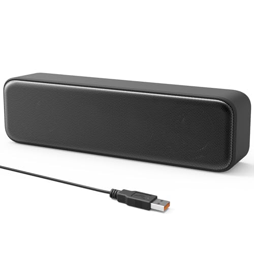 [Upgraded] Computer Speakers for Desktop PC, USB Plug-n-Play, External Speakers for Laptop, Mini PC Sound Bar with Stereo Loud Sound, Enhanced Bass, Compatible with Windows, macOS, ChromeOS, Linux