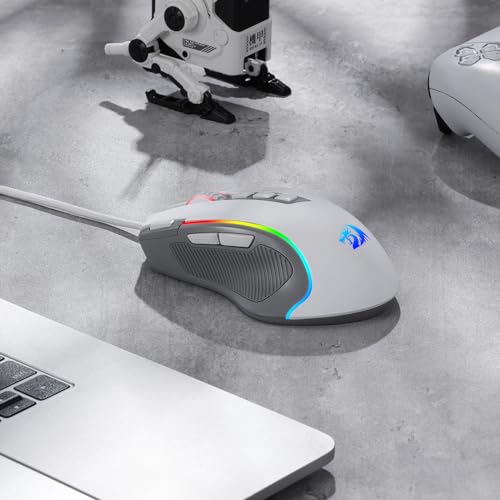 Redragon M612 Wired RGB Optical Gaming Mouse 8000 DPI Remapping Keys | Stable Lag-Free Connection, Redefine Keybinding Macro, Rapid-Fire Side Clicker, Vibing Backlight - color: Gray, style: Wired