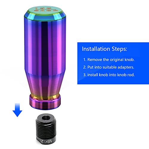Multicolor 6 Speed Weighted Manual Automatic Gear Shifter Shift Knobs Lever with 4 Metal Adapters Fit Compatible with Manual Cars Most Automatic Cars - color: AAL-C-04-02